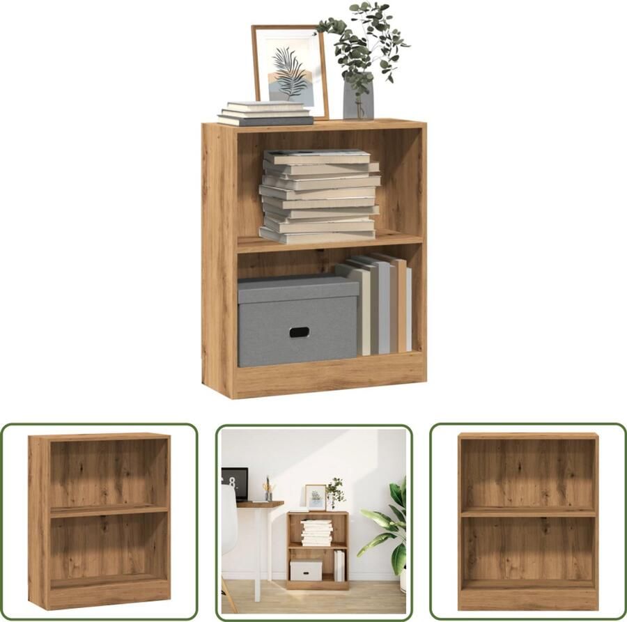 The Living Store Boekenkast 60x24x76 cm bewerkt hout artisanaal eikenkleurig Boekenkast Houten Boekenkast Opbergkast Bibliotheekkast Livingroom Furniture