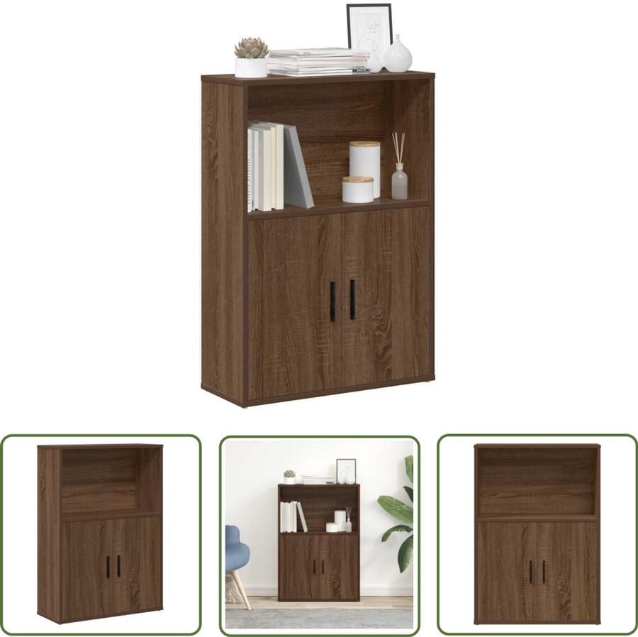 The Living Store Boekenkast 60x24x85 cm bewerkt hout bruin eikenkleurig Boekenkast Houten Boekenkast Boekenplank Opslagoplossing Bibliotheekkast