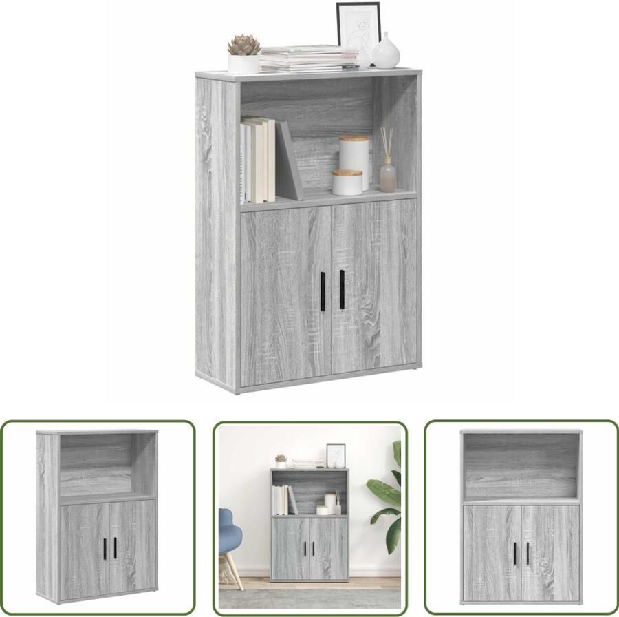 The Living Store Boekenkast 60x24x85 cm bewerkt hout grijs sonoma eikenkleurig Boekenkast Houten Boekenkast Grijze Boekenkast Boekenplank Opslagoplossing