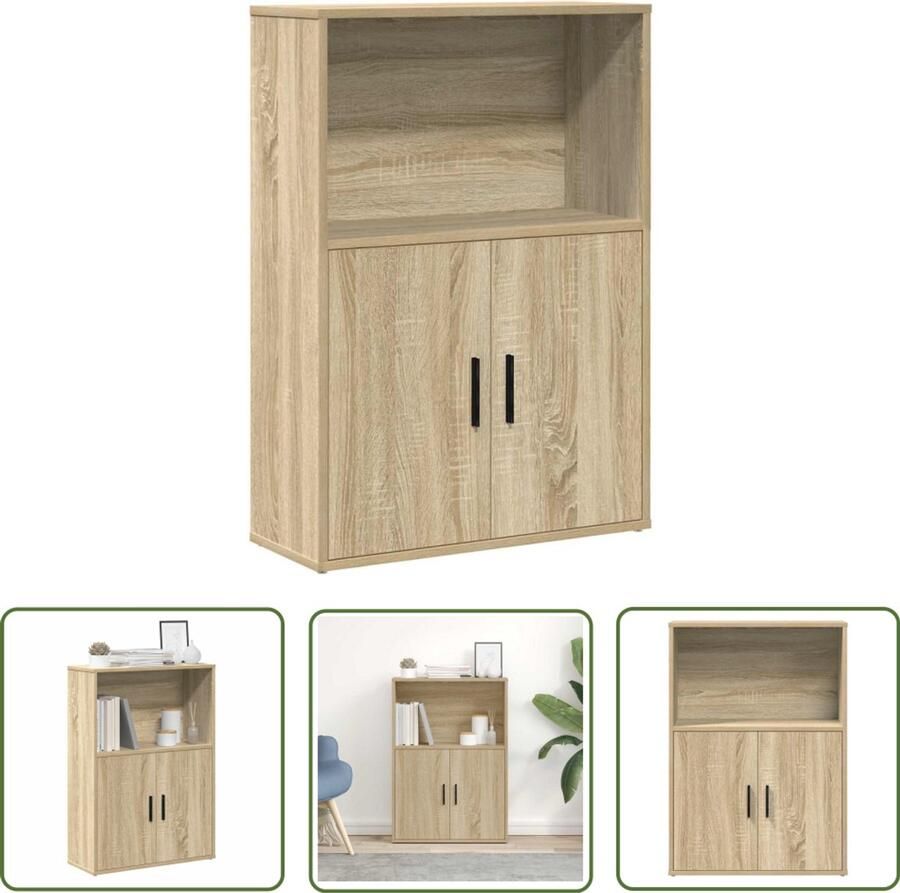 The Living Store Boekenkast 60x24x85 cm bewerkt hout sonoma eikenkleurig Boekenkast Houten Boekenkast Bibliotheekkast Opslagkast Decoratie