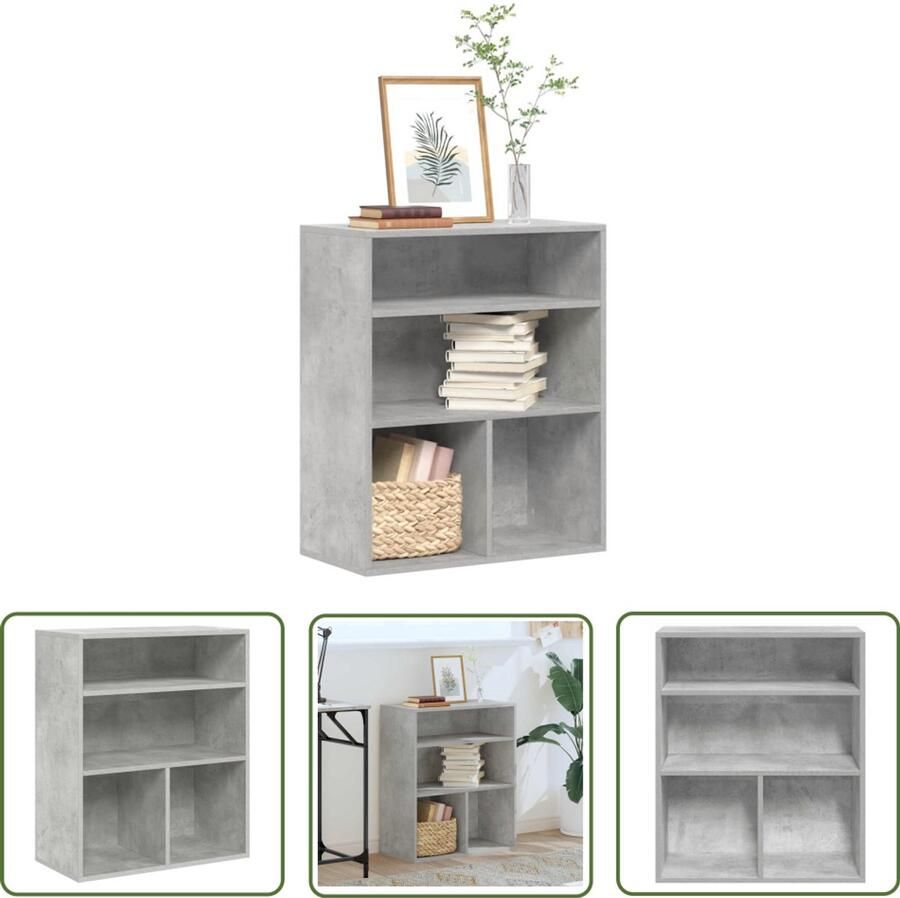The Living Store Boekenkast 60x30x71 5 cm bewerkt hout betongrijs Boekenkast Houten Boekenkast Betonnen Grijze Boekenkast Boekenrek Wanddecoratie