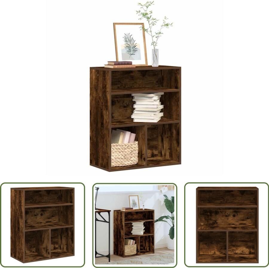 The Living Store Boekenkast 60x30x71 5 cm bewerkt hout gerookt eikenkleurig Boekenkast Houten Boekenkast Boekenrek Wandkast Opslagoplossing