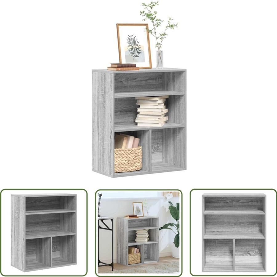 The Living Store Boekenkast 60x30x71 5 cm bewerkt hout grijs sonoma eikenkleurig Boekenkast Houten Boekenkast Grijze Boekenkast Boekenrek Wandkast