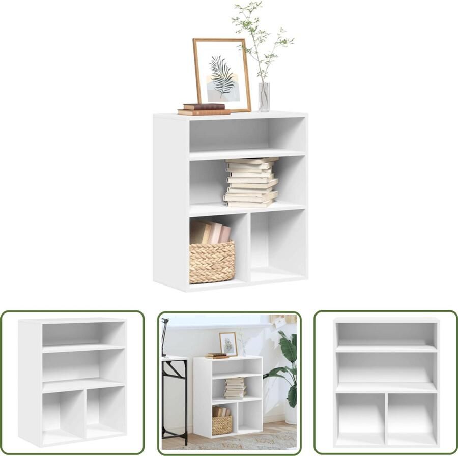 The Living Store Boekenkast 60x30x71 5 cm bewerkt hout wit Boekenkast Houten Boekenkast Boekenrek Wandkast Opbergkast