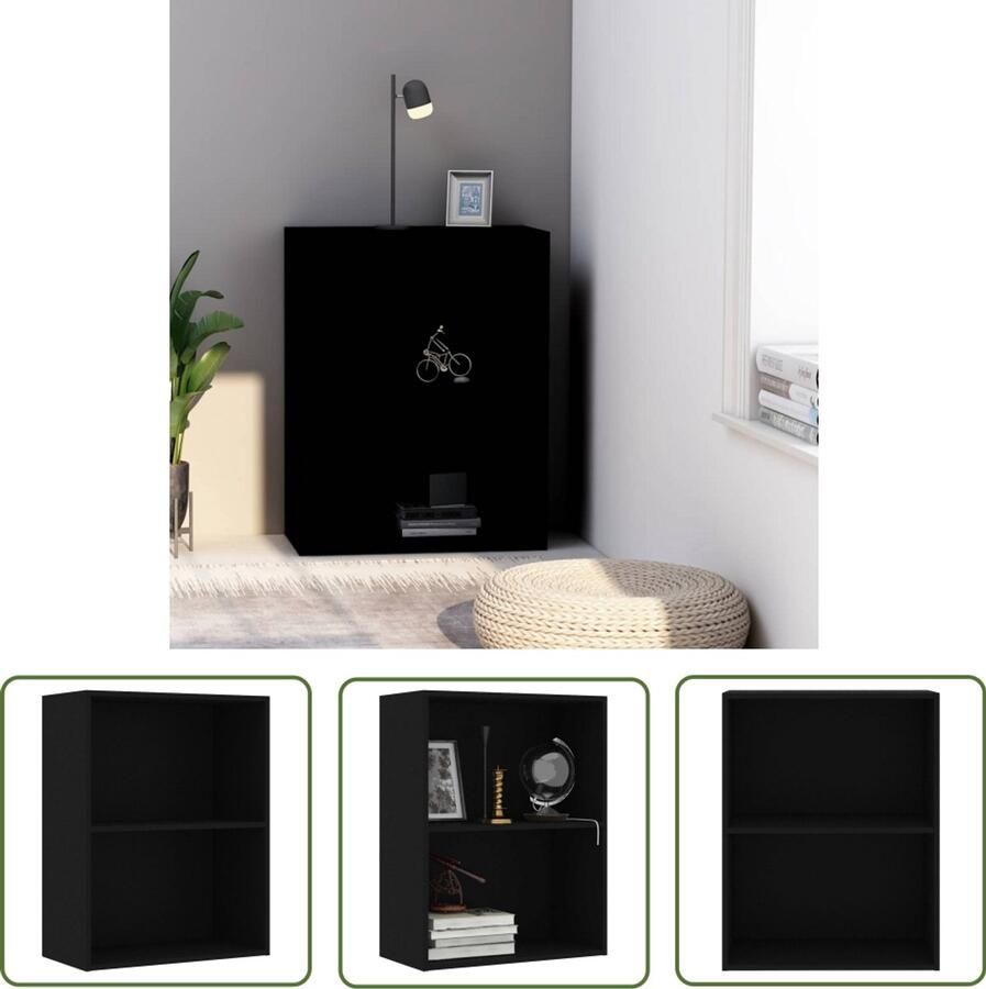 The Living Store Boekenkast 60x30x76 5 cm bewerkt hout zwart Boekenkast Houten Boekenkast Zwarte Boekenkast Boekenplank Opslagruimte