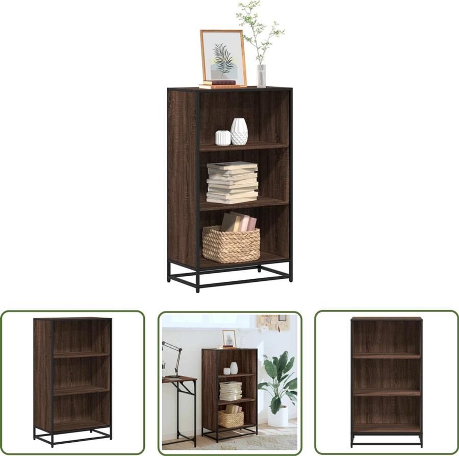 The Living Store Boekenkast 60x35x107 5 cm bewerkt hout bruin eikenkleur Boekenkast Houten Boekenkast Industrieel Boekenrek Opbergkast Bibliotheekkast