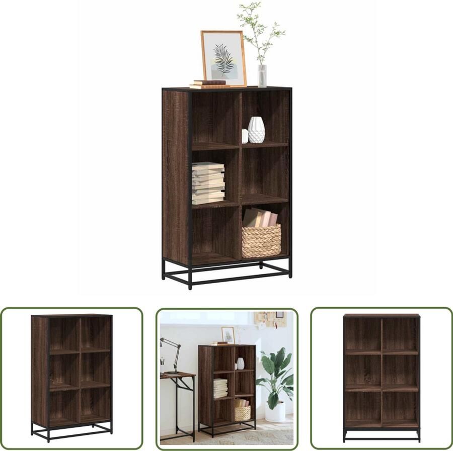 The Living Store Boekenkast 65 5x33x107 5 cm bewerkt hout bruin eikenkleur Boekenkast Houten Boekenkast Bibliotheekkast Opslagoplossing Interieurdecoratie