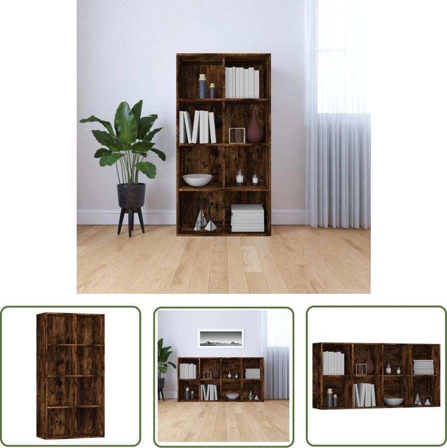 The Living Store Boekenkast Classic s Gerookt Eiken 66 x 30 x 130 cm Duurzaam veelzijdig en eenvoudig schoon te maken Montagehandleiding inbegrepen Wandmontage vereist Meer informatie over veilig gebruik op - Foto 2