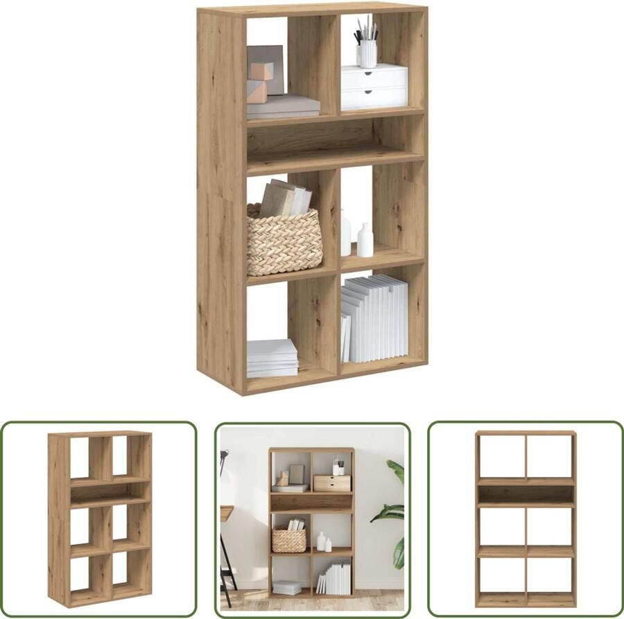 The Living Store Boekenkast 66x31x112 cm bewerkt hout artisanaal eikenkleur Boekenkast Houten Boekenkast Bibliotheekkast Opslagruimte Woonaccessoires