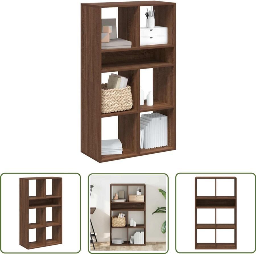 The Living Store Boekenkast 66x31x112 cm bewerkt hout bruin eikenkleur Boekenkast Houten Boekenkast Boekenrek Opslagoplossing Woonaccessoires