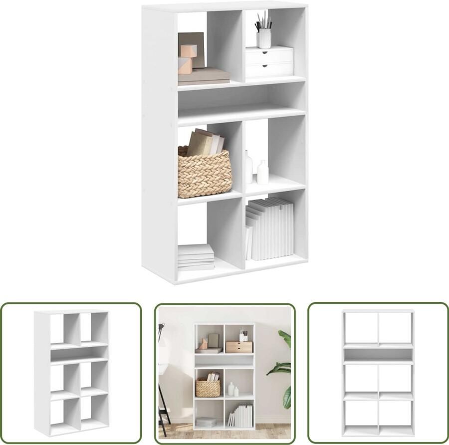 The Living Store Boekenkast 66x31x112 cm bewerkt hout wit Boekenkast Houten Boekenkast Witte Boekenkast Boekenrek Wandkast