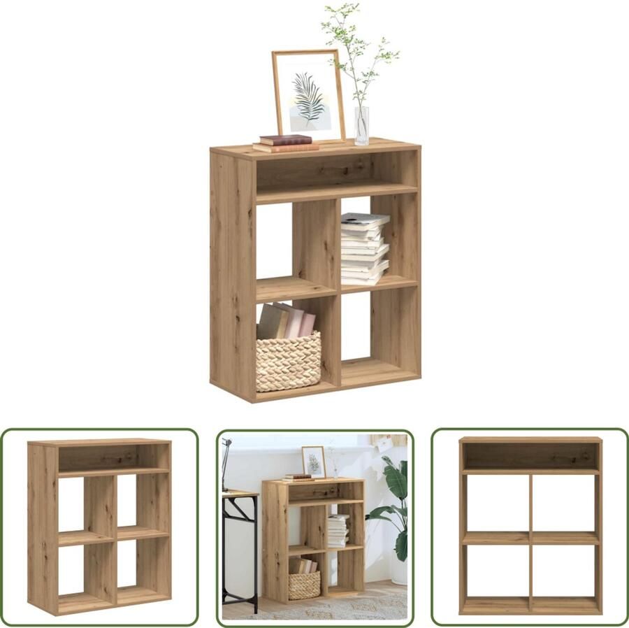 The Living Store Boekenkast 66x31x80 cm bewerkt hout artisanaal eikenkleur Boekenkast Houten Boekenkast Bibliotheekkast Opslagoplossing Salontafel