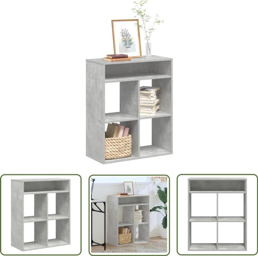 The Living Store Boekenkast 66x31x80 cm bewerkt hout betongrijs Boekenkast Houten Boekenkast Betonnen Grijze Boekenkast Boekenrek Opslagkast