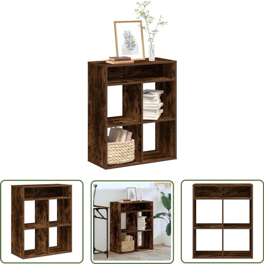 The Living Store Boekenkast 66x31x80 cm bewerkt hout gerookt eikenkleurig Boekenkast Houten Boekenkast Boekenrek Wandkast Opslagoplossing