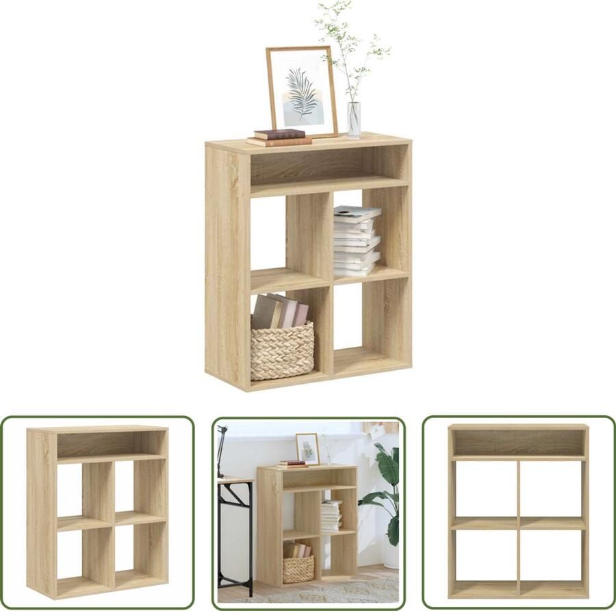The Living Store Boekenkast 66x31x80 cm bewerkt hout sonoma eikenkleurig Boekenkast Houten Boekenkast Boekenrek Salontafel Tv Tafel