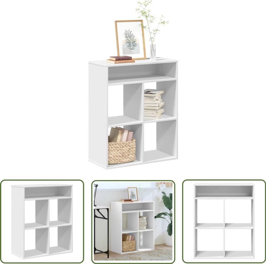 The Living Store Boekenkast 66x31x80 cm bewerkt hout wit Boekenkast Houten Boekenkast Witte Boekenkast Boekenrek Wandkast