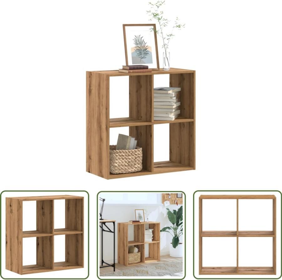 The Living Store Boekenkast 68 5x32x68 5 cm bewerkt hout artisanaal eikenkleurig Boekenkast Houten Boekenkast Eiken Boekenkast Opslagruimte Bibliotheekkast