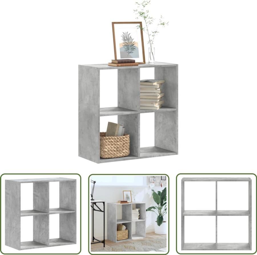 The Living Store Boekenkast 68 5x32x68 5 cm bewerkt hout betongrijs Boekenkast Houten Boekenkast Grijze Boekenkast Opbergkast Kast
