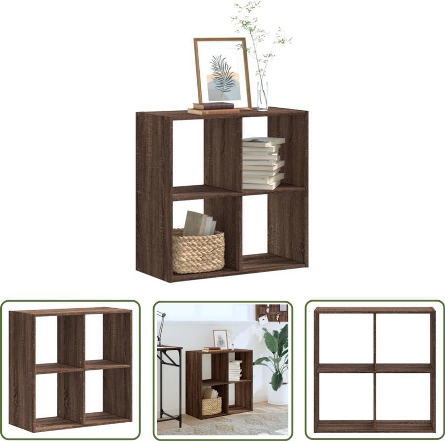 The Living Store Boekenkast 68 5x32x68 5 cm bewerkt hout bruin eikenkleur Boekenkast Houten Boekenkast Bruine Boekenkast Vintage Boekenkast Opbergkast