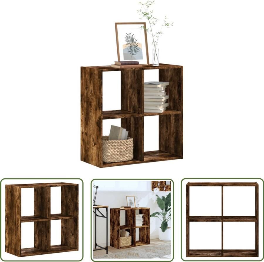 The Living Store Boekenkast 68 5x32x68 5 cm bewerkt hout gerookt eikenkleurig Boekenkast Houten Boekenkast Bruine Boekenkast Vintage Boekenkast Kamerdecoratie