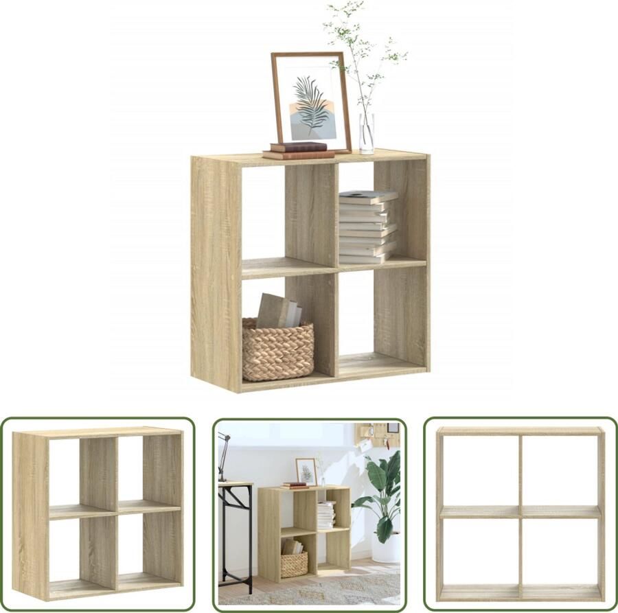 The Living Store Boekenkast 68 5x32x68 5 cm bewerkt hout sonoma eikenkleurig Boekenkast Houten Boekenkast Boekenplank Opslagoplossing Salontafel