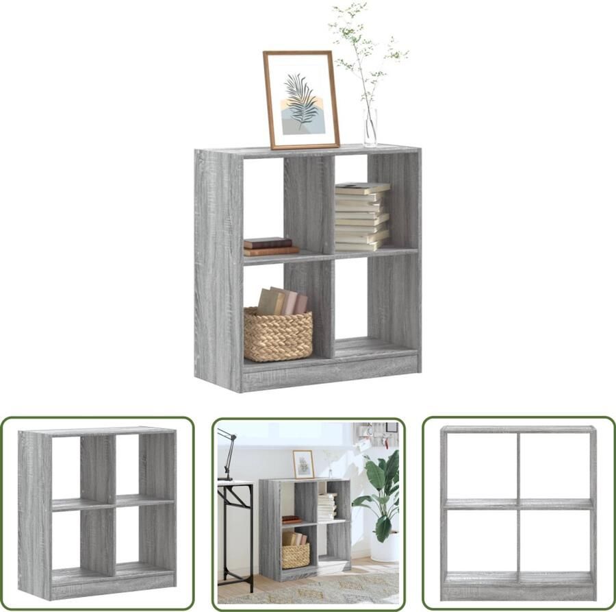 The Living Store Boekenkast 68 5x32x75 cm bewerkt hout grijs sonoma eikenkleurig Boekenkast Houten Boekenkast Eikenhouten Boekenkast Grijze Boekenkast Opbergkast