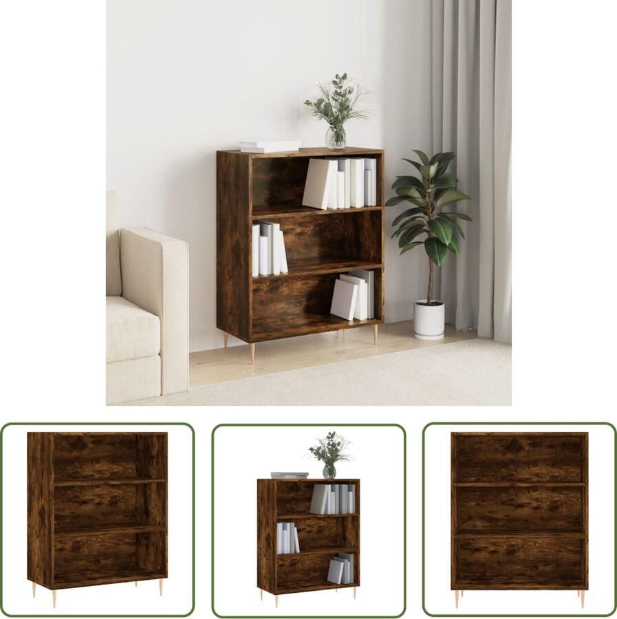 The Living Store Boekenkast 69 5x32 5x90 cm bewerkt hout gerookt eikenkleurig Boekenkast Houten Boekenkast Bruine Boekenkast Vintage Boekenkast Industriële Boekenkast - Foto 3