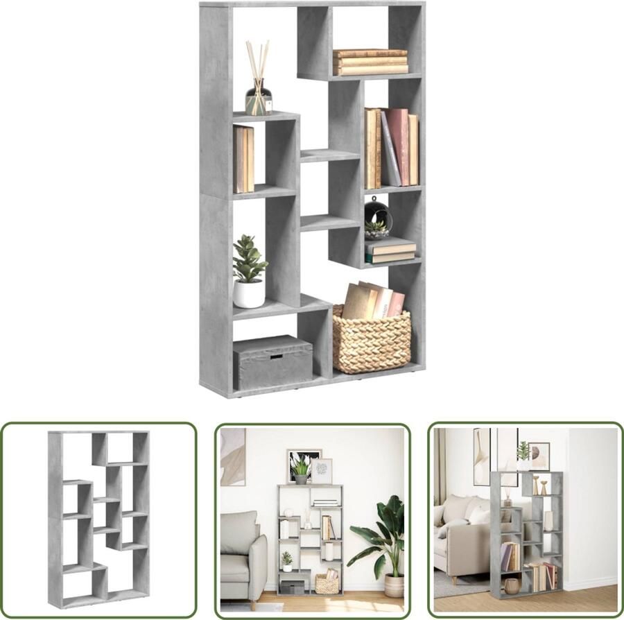 The Living Store Boekenkast 72x20x120 cm bewerkt hout betongrijs Boekenkast Houten Boekenkast Opbergkast Design Boekenkast Multifunctioneel Meubel