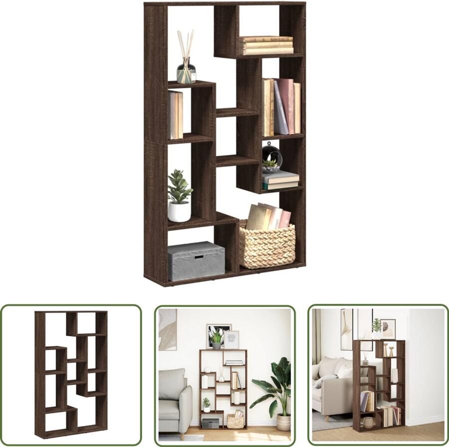 VidaXL Boekenkast 72x20x120 cm bewerkt hout bruin eikenkleurig Boekenkast Houten Boekenkast Bruine Eiken Kleur Bibliotheek Opbergkast