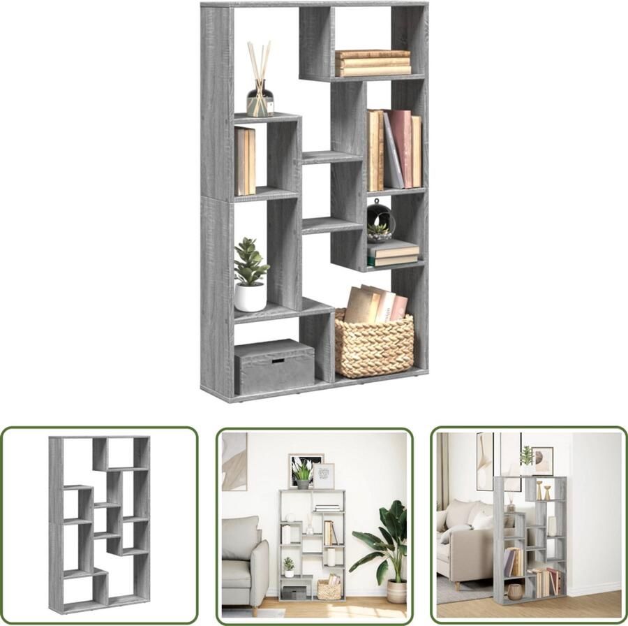The Living Store Boekenkast 72x20x120 cm bewerkt hout grijs sonoma eikenkleurig Boekenkast Houten Boekenkast Grijze Boekenkast Vintage Boekenkast Industriële Boekenkast