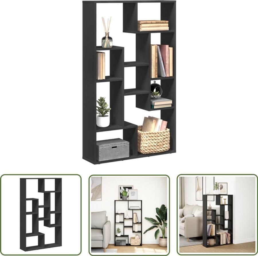 The Living Store Boekenkast 72x20x120 cm bewerkt hout zwart Boekenkast Houten Boekenkast Bibliotheekkast Opbergkast Vintage Boekenkast