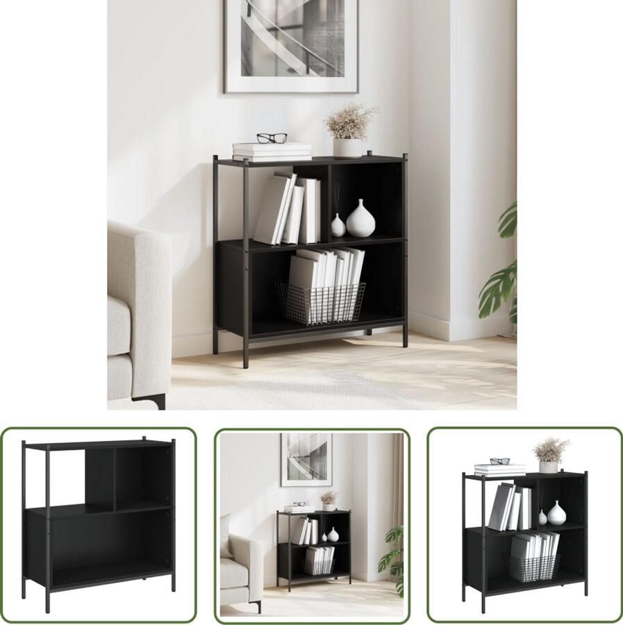 VidaXL Boekenkast 72x28x77 5 cm bewerkt hout zwart Boekenkast Houten Boekenkast Zwarte Boekenkast Industriële Boekenkast Minimalistische Boekenkast