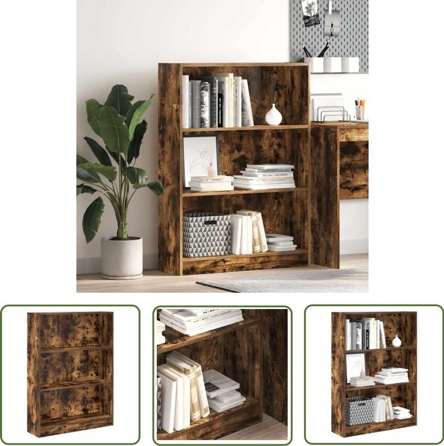 The Living Store Boekenkast 80x24x109 cm bewerkt hout gerookt eikenkleurig Boekenkast Houten Boekenkast Opbergkast Bibliotheekkast Livingroom Furniture