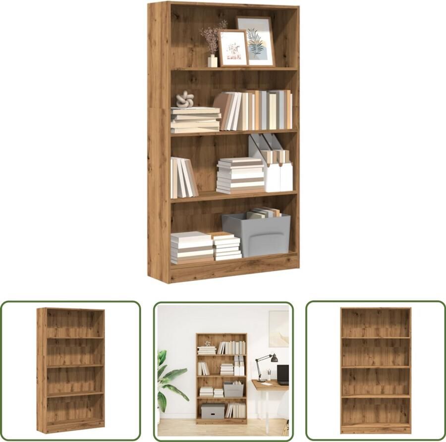 The Living Store Boekenkast 80x24x143 cm bewerkt hout artisanaal eikenkleurig Boekenkast Houten Boekenkast Opslagoplossing Bibliotheekkast Livingroom Furniture