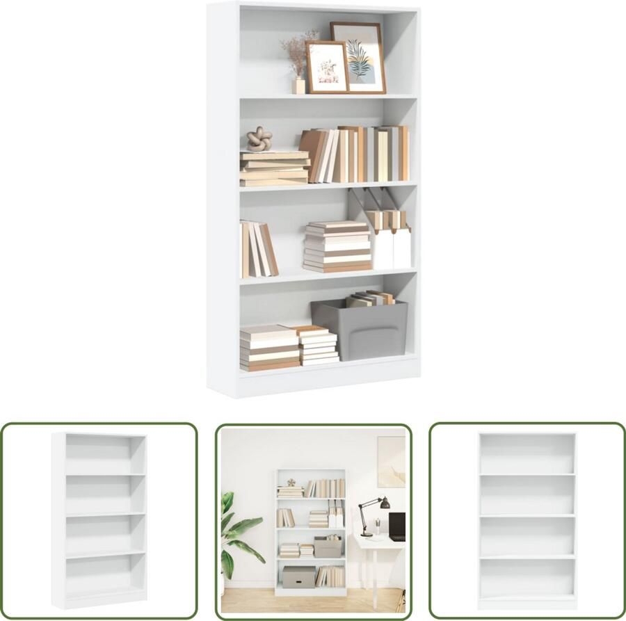 The Living Store Boekenkast 80x24x143 cm bewerkt hout wit Boekenkast Houten Boekenkast Witte Boekenkast Opbergkast Bibliotheekkast