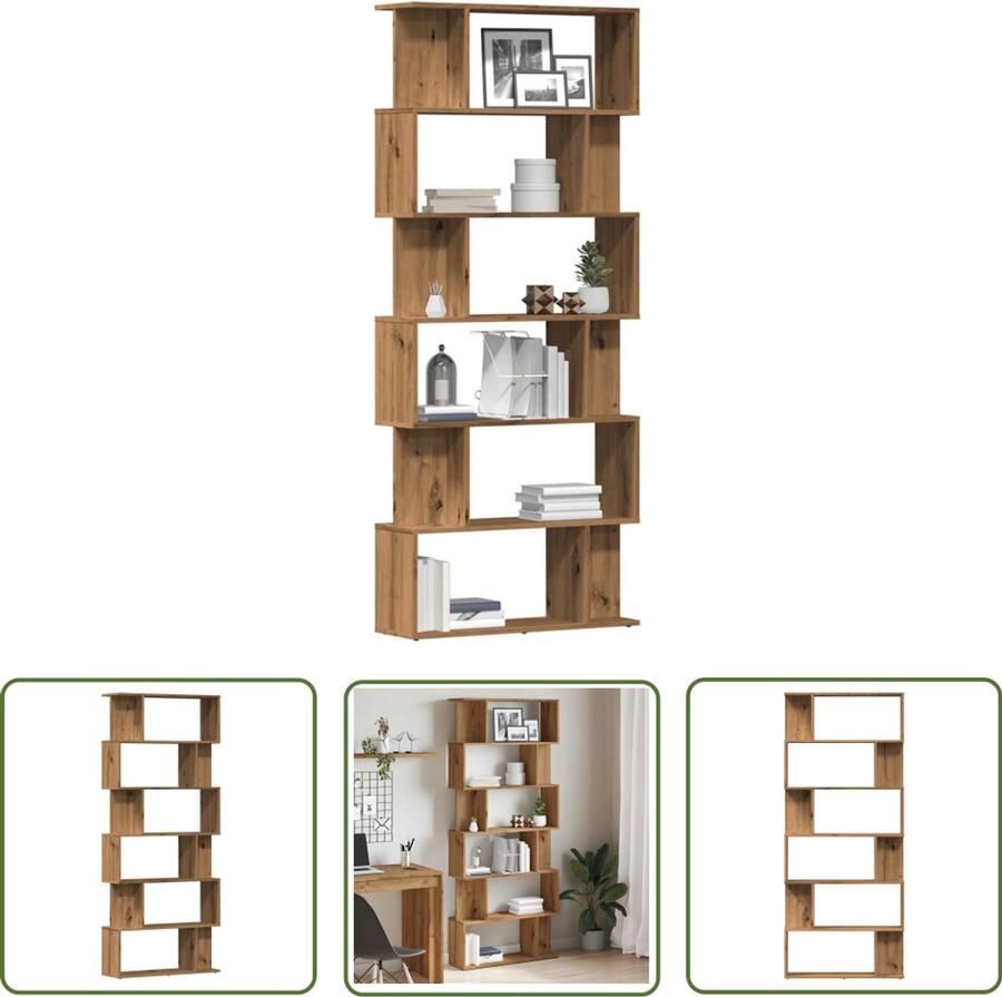 The Living Store Boekenkast 80x24x192 cm bewerkt hout artisanaal eikenkleur Boekenkast Houten Boekenkast Bibliotheekkast Opslagkast Vintage Boekenkast