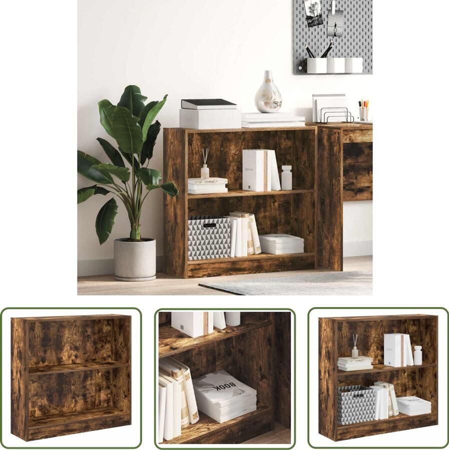 VidaXL Boekenkast 80x24x76 cm bewerkt hout gerookt eikenkleurig Boekenkast Houten Boekenkast Opbergkast Bibliotheekkast Tv-stand