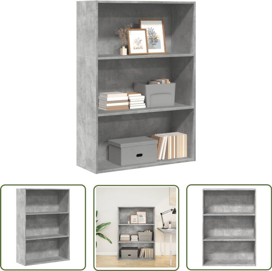 The Living Store Boekenkast 80x30x114 cm bewerkt hout betongrijs Boekenkast Houten Boekenkast Opbergkast Bibliotheekkast Tv Meubel