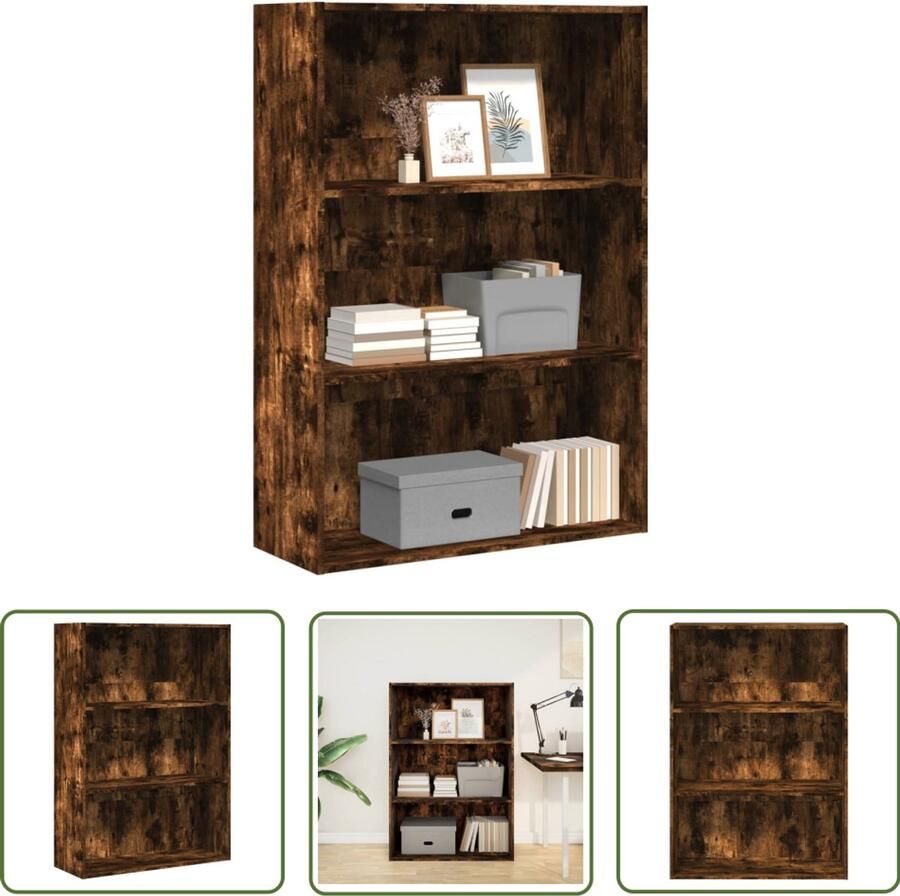 The Living Store Boekenkast 80x30x114 cm bewerkt hout gerookt eikenkleurig Boekenkast Houten Boekenkast Opbergkast Bibliotheekkast Livingroom Furniture