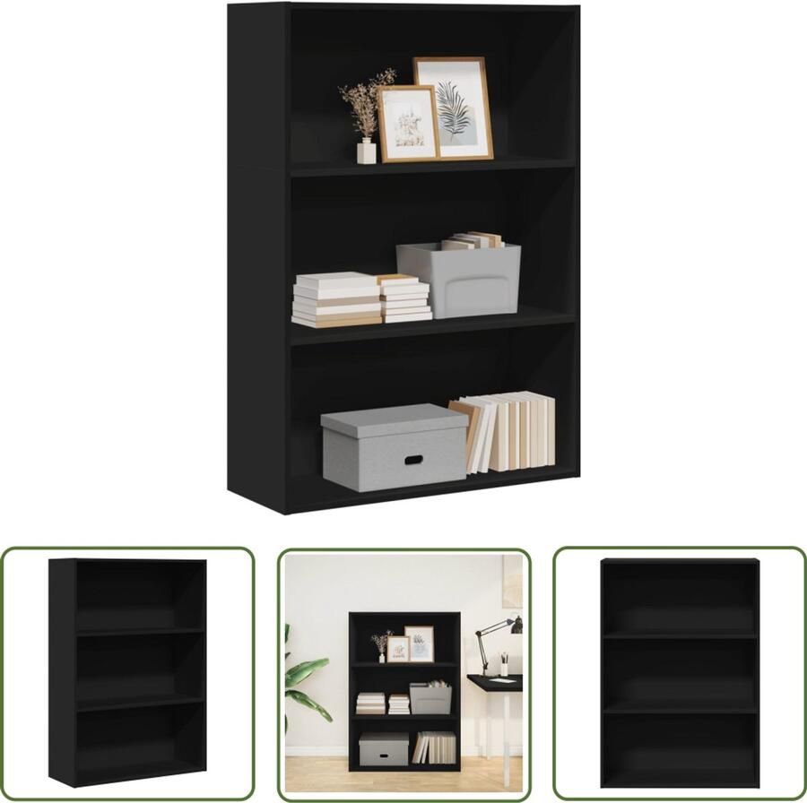 The Living Store Boekenkast 80x30x114 cm bewerkt hout zwart Boekenkast Houten Boekenkast Opbergkast Bibliotheekkast Tv Stand