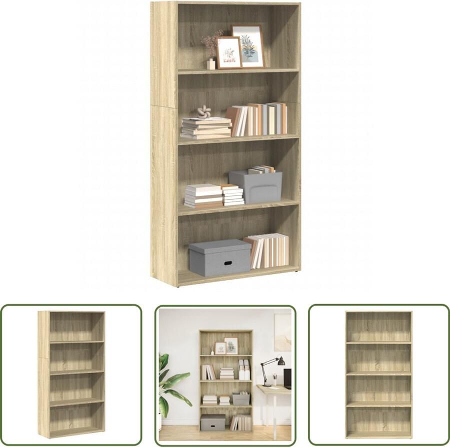 The Living Store Boekenkast 80x30x152 cm bewerkt hout sonoma eikenkleurig Boekenkast Houten Boekenkast Opbergkast Bibliotheekkast Salontafel