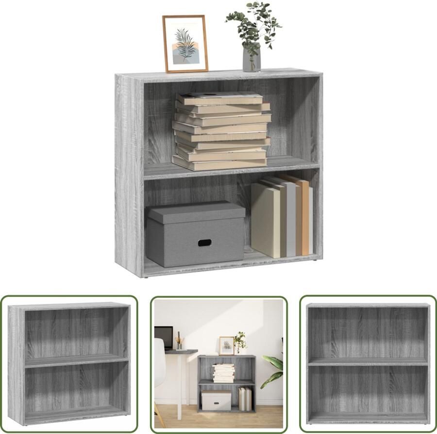 The Living Store Boekenkast 80x30x77 cm bewerkt hout grijs sonoma eikenkleurig Boekenkast Houten Boekenkast Grijze Boekenkast Opbergkast Salontafel