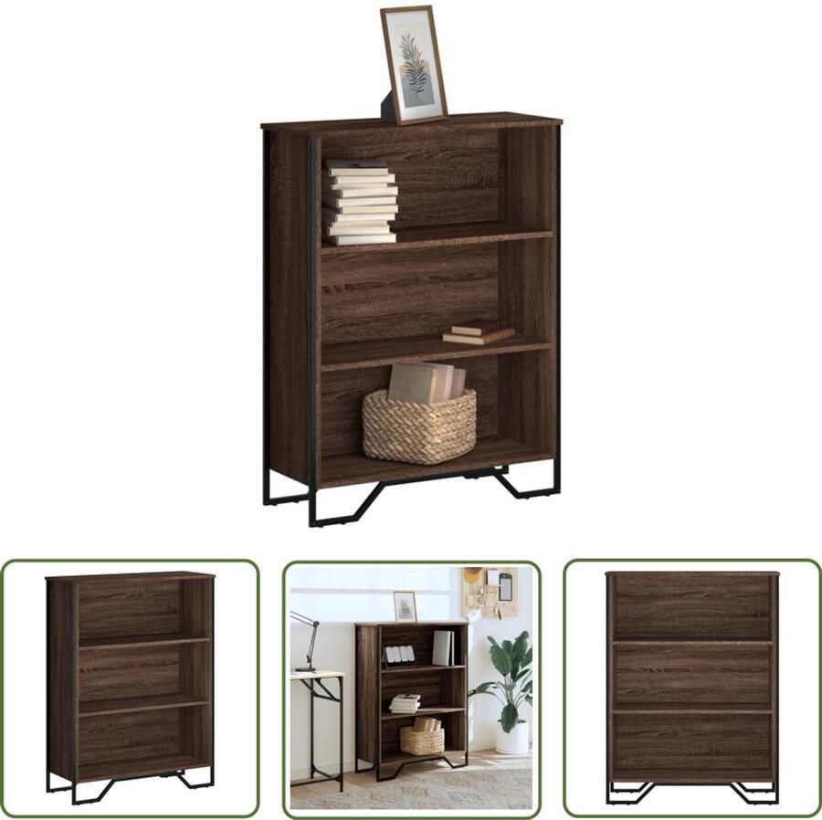 The Living Store Boekenkast 80x31x106 cm bewerkt hout bruin eikenkleurig Boekenkast Houten Boekenkast Modern Design Bruine Eiken Kleur Opbergruimte