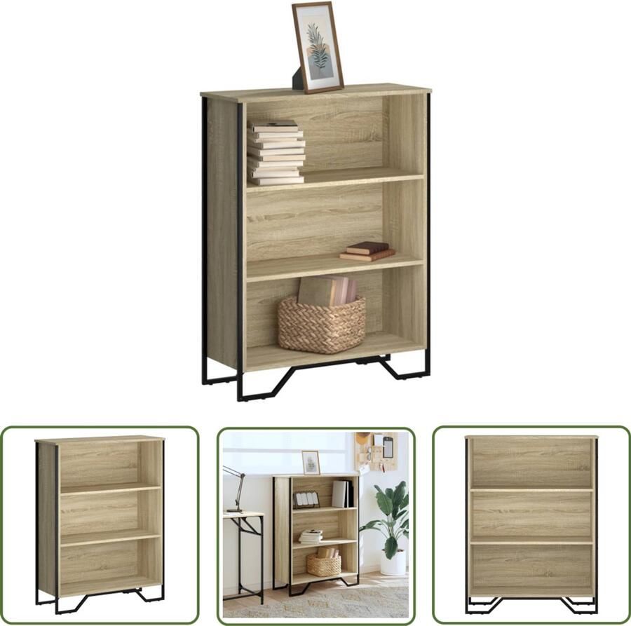 The Living Store Boekenkast 80x31x106 cm bewerkt hout sonoma eikenkleurig Boekenkast Houten Boekenkast Boekenplank Salontafel Woonaccessoires