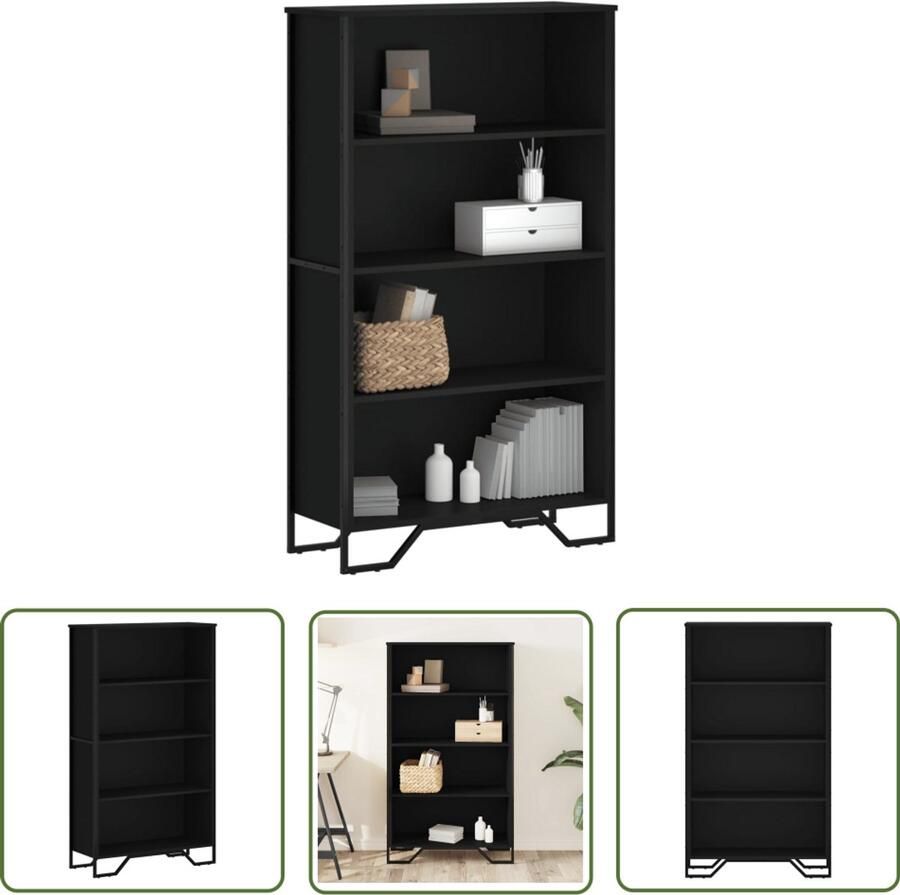 The Living Store Boekenkast 80x31x137 5 cm bewerkt hout zwart Boekenkast Houten Boekenkast Zwarte Boekenkast Boekenplank Opslagoplossing