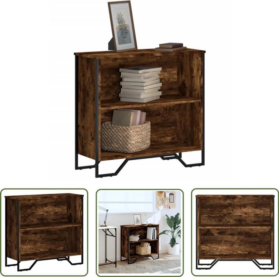 The Living Store Boekenkast 80x31x74 5 cm bewerkt hout gerookt eikenkleurig Boekenkast Houten Boekenkast Opbergkast Bibliotheekkast Vintage Boekenkast