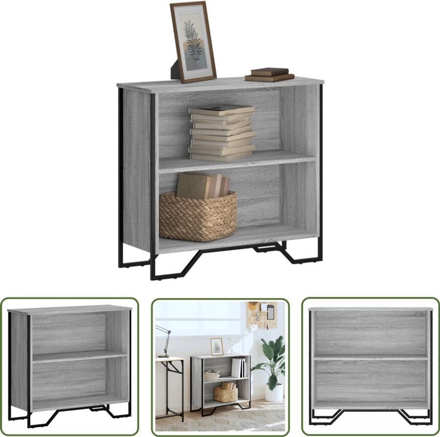 The Living Store Boekenkast 80x31x74 5 cm bewerkt hout grijs sonoma eikenkleur Boekenkast Houten Boekenkast Grijze Boekenkast Sonomoboekenschrank Boekenplank