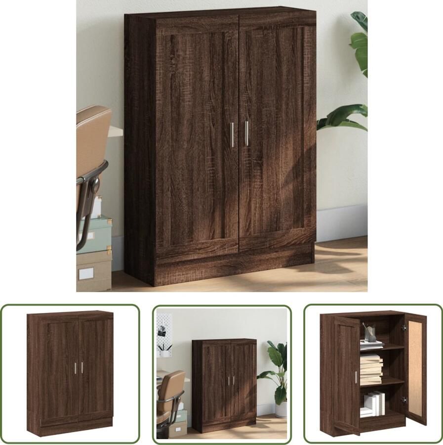 The Living Store Boekenkast 82 5x30 5x115 cm bewerkt hout bruin eikenkleur Boekenkast Houten Boekenkast Bruine Boekenkast Vintage Boekenkast Klassieke Boekenkast