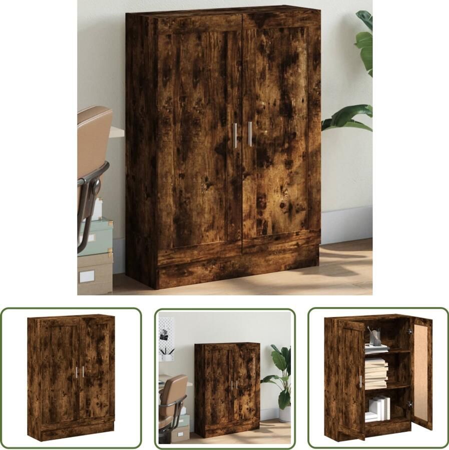 The Living Store Boekenkast 82 5x30 5x115 cm bewerkt hout gerookt eikenkleurig Boekenkast Houten Boekenkast Vintage Boekenkast Bruine Boekenkast Klassieke Boekenkast