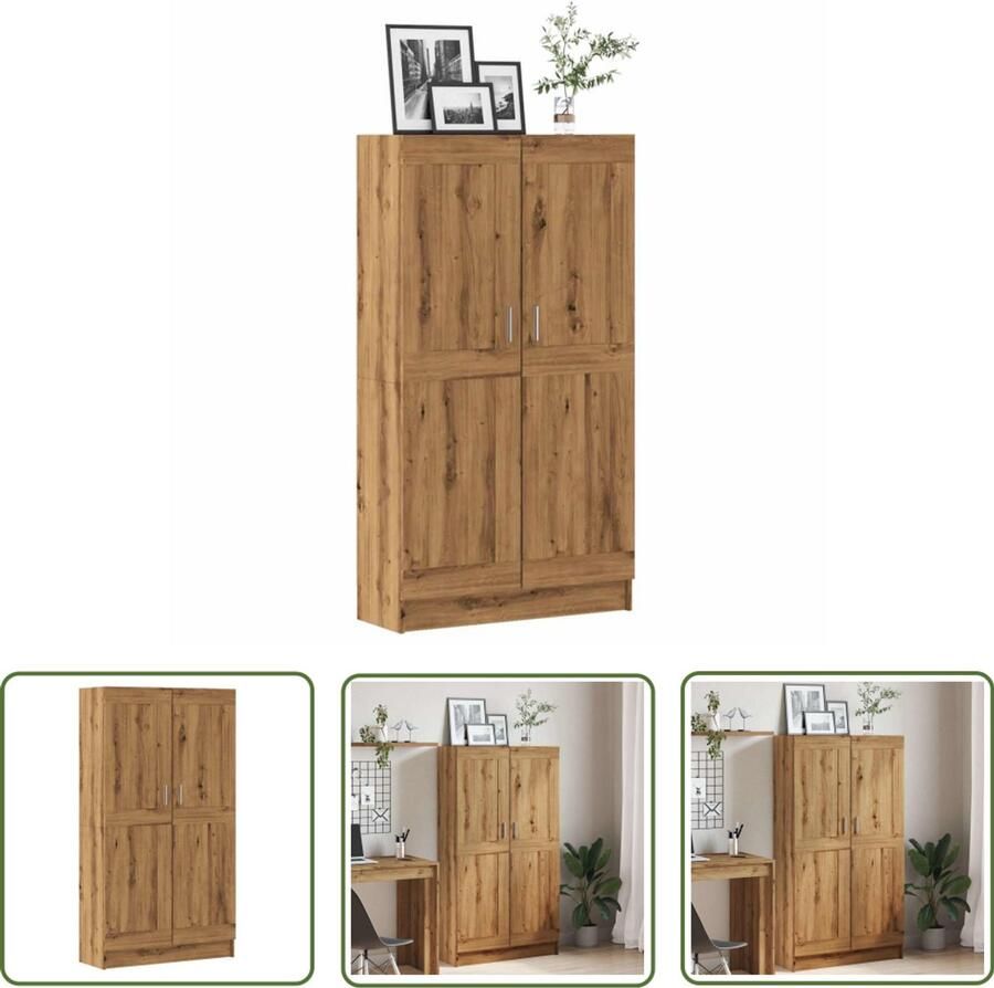 The Living Store Boekenkast 82 5x30 5x150 cm bewerkt hout artisanaal eikenkleur Boekenkast Houten Boekenkast Eikenhouten Boekenkast Boekenplank Opslagoplossing